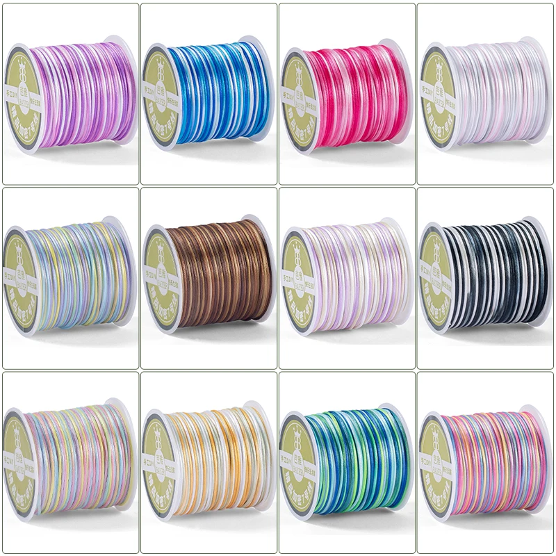 Kleurrijke Gradiënt Nylon Draad Koord Chinese Knoop Macrame Koorden Armband Gevlochten String Diy