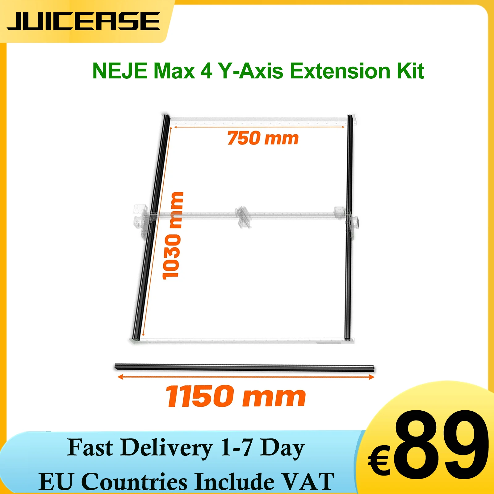 Neje max 4 laser gravur y-achsen verlängerung ssatz 1150mm aluminium profil für max 4 lasers ch