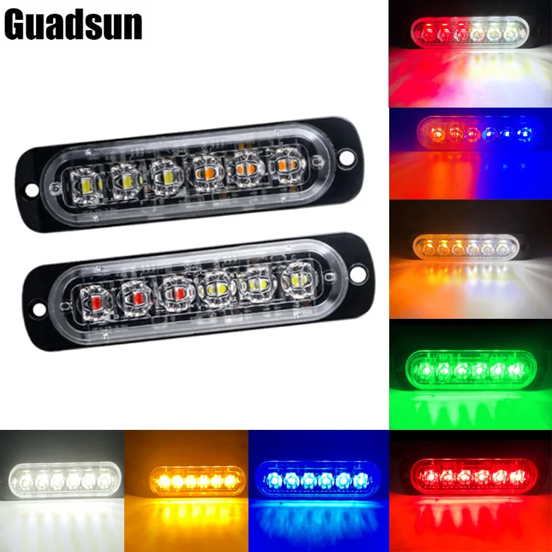 1x6 LED Auto Blitz Warnleuchte 12V 24V blinkt weiß blau rot Auto LKW Blitz Notfall Grill Licht