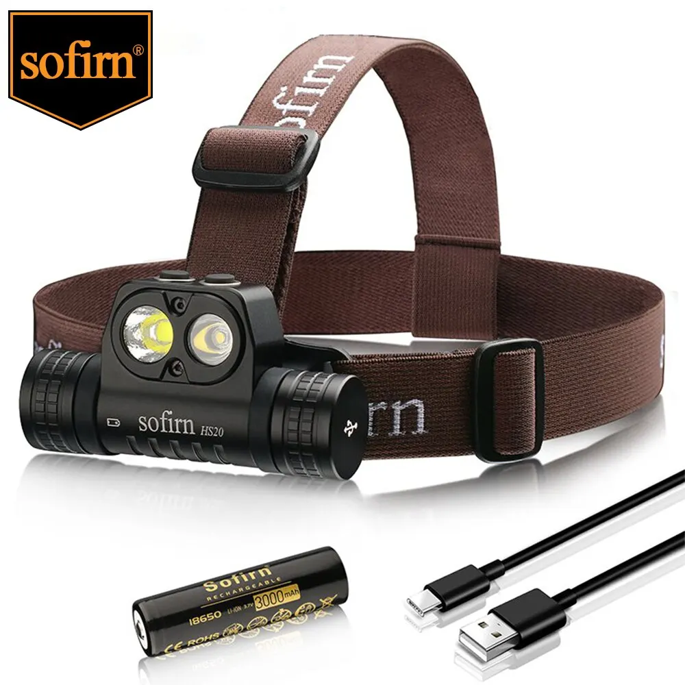 Sofirn HS20 USB C Rechargeable LED Headlamp 18650 Powerful 2700lm Light with Spotlight Floodlight