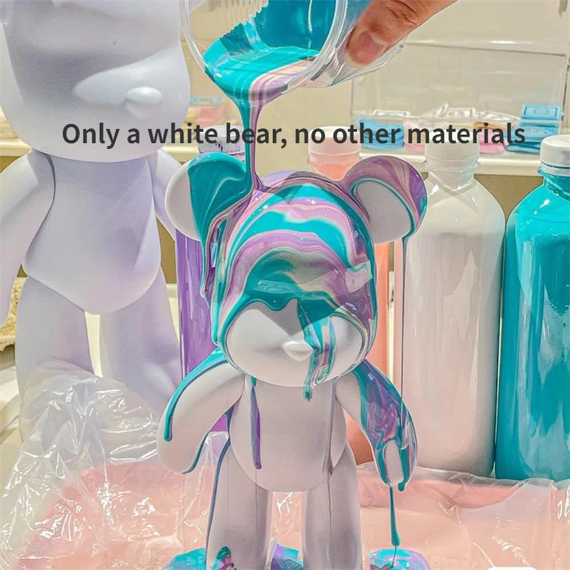 Creative Fluid Bear Handmade DIY Painting Violent Bear Sculpture White Mold Doll Figurine Toys