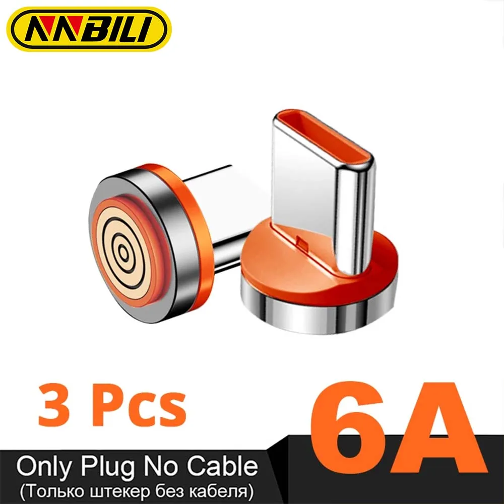 NNBILI 6A Round Magnetic Plug for Huawei Honor 3A USB Type C Magnet Tips Fast Charging Adapter for