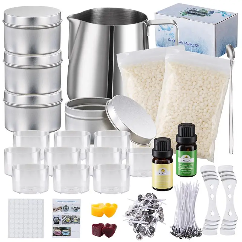 1 Set Candle Making Kit Pouring Pot Wicks Sticker DIY Candle Fixator Craft Tools Diy Handmade Wax