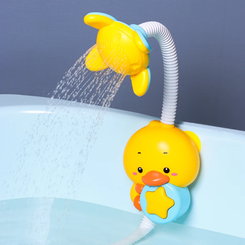 QWZ New Bath Toys Baby Water Game Duck Model Faucet Shower Electric Water Spray Swimming Bathroom