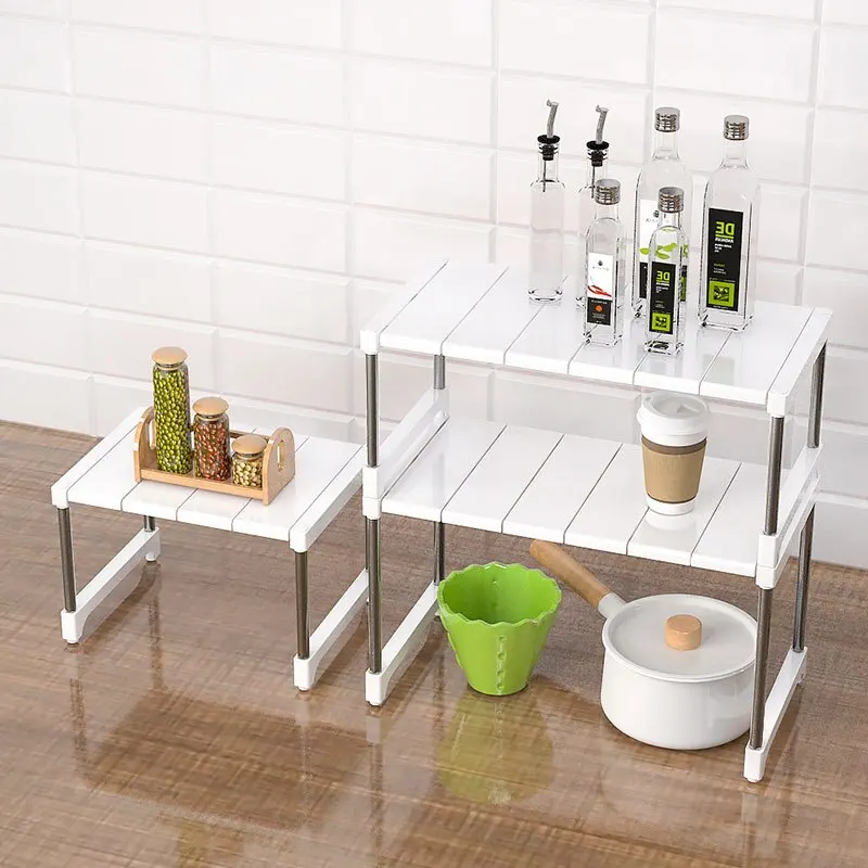 Stackable Storage Rack Wardrobe Layered Partition Rack Closet Sorting Shelves Telescopic Sink Holder
