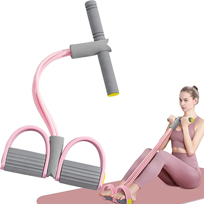 Resistance Bands 4-Tube Yoga Pedal Puller Resistance Band Elastic Pull Rope Fitness Equipment for