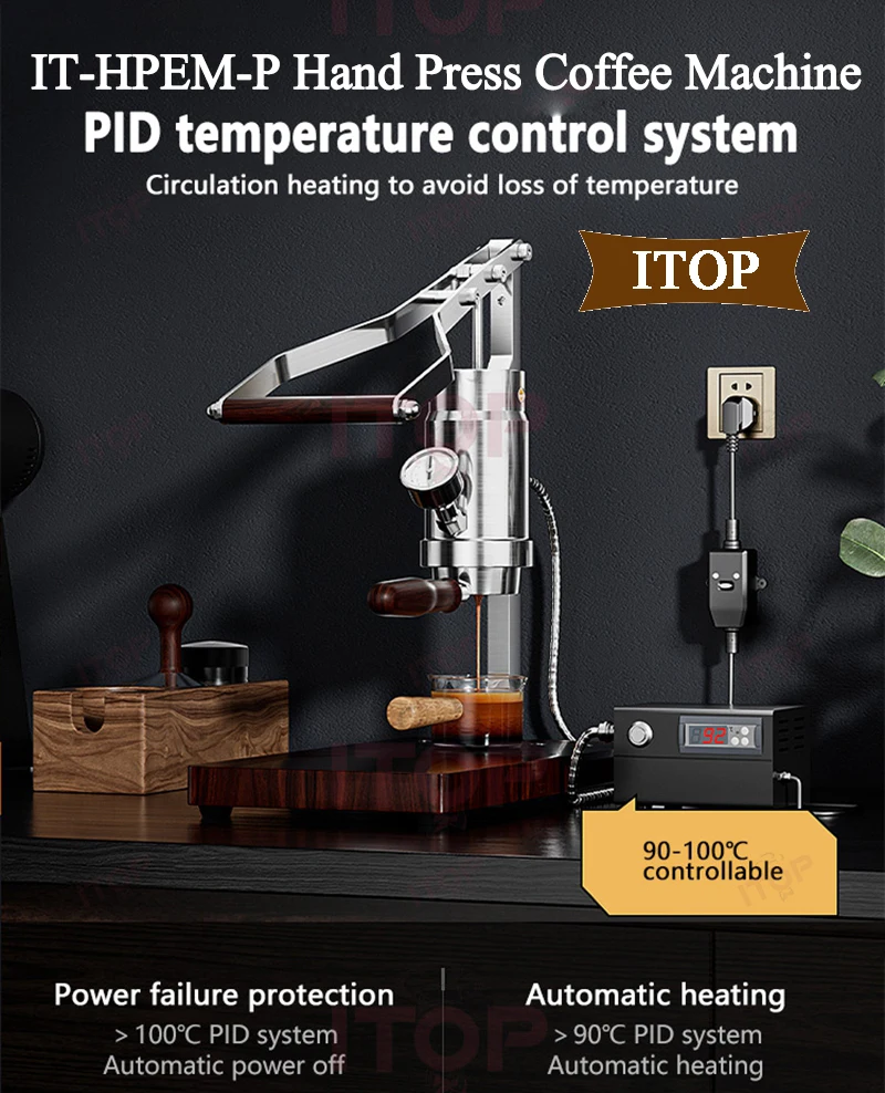 Itop IT-HPEM-2-P handpresse kaffee maschine mit pid temperatur regelung 9 bar konstante/variable