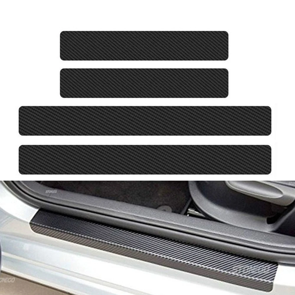 STONEGO 3D Carbon Fiber Car Sticker DIY Paste Protector Strip Door Sill Side Mirror Anti Scratch