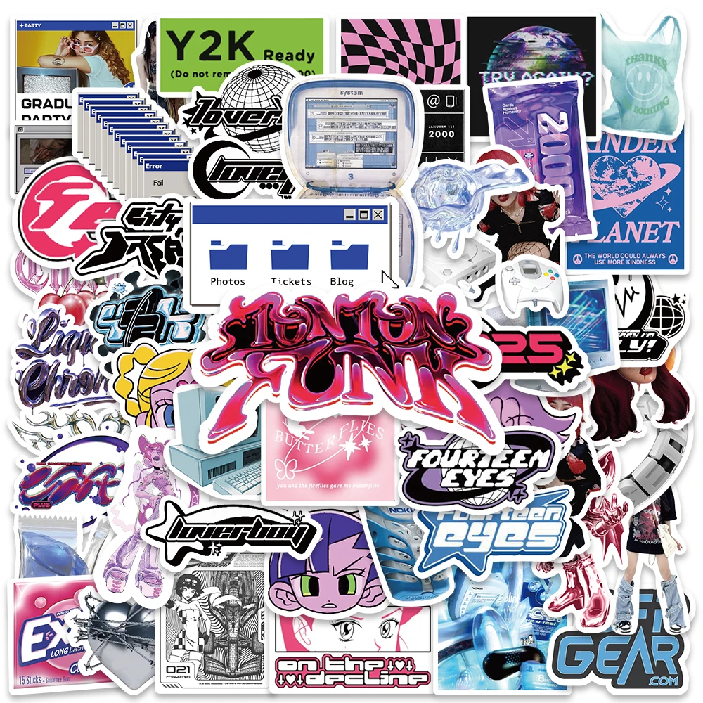 53PCS Y2K Girls VSCO 90s Harajuku Style Vintage Stickers Cute Aesthetic Decal Diary Motorcycle