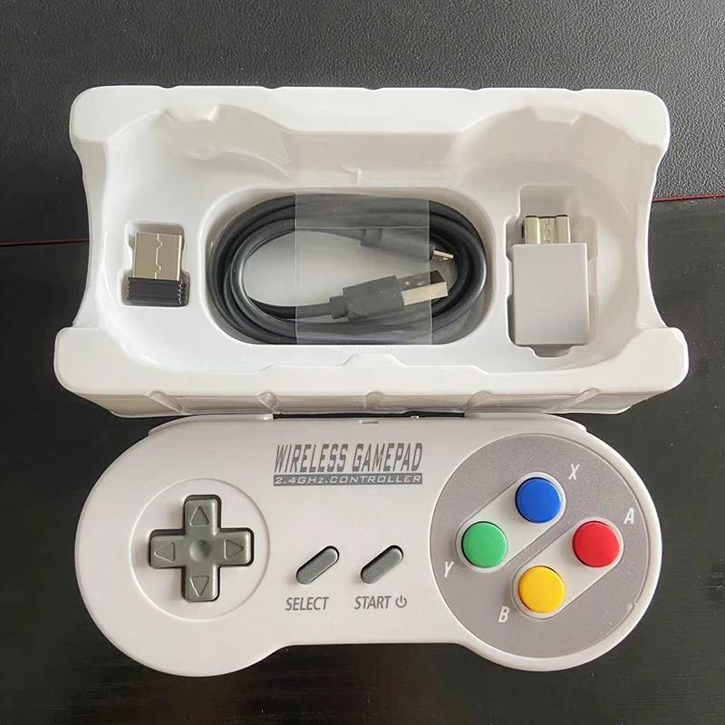 2 Reciever Game Controller Wireless Colorful Button 2.4G Gamepad Joypad Joystick Compatible for SNES