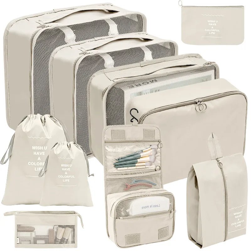 7/8/9/10 Pcs Set Travel Organizer Storage Bags Suitcase Packing Cubes  Cases Portable Wardrobe