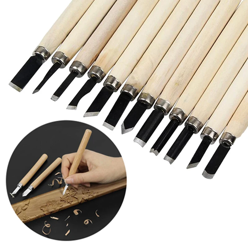12pcs/8Pcs Wood Carving Chisels Knife For Basic Wood Cut DIY Tools and Detailed Woodworking Gouges
