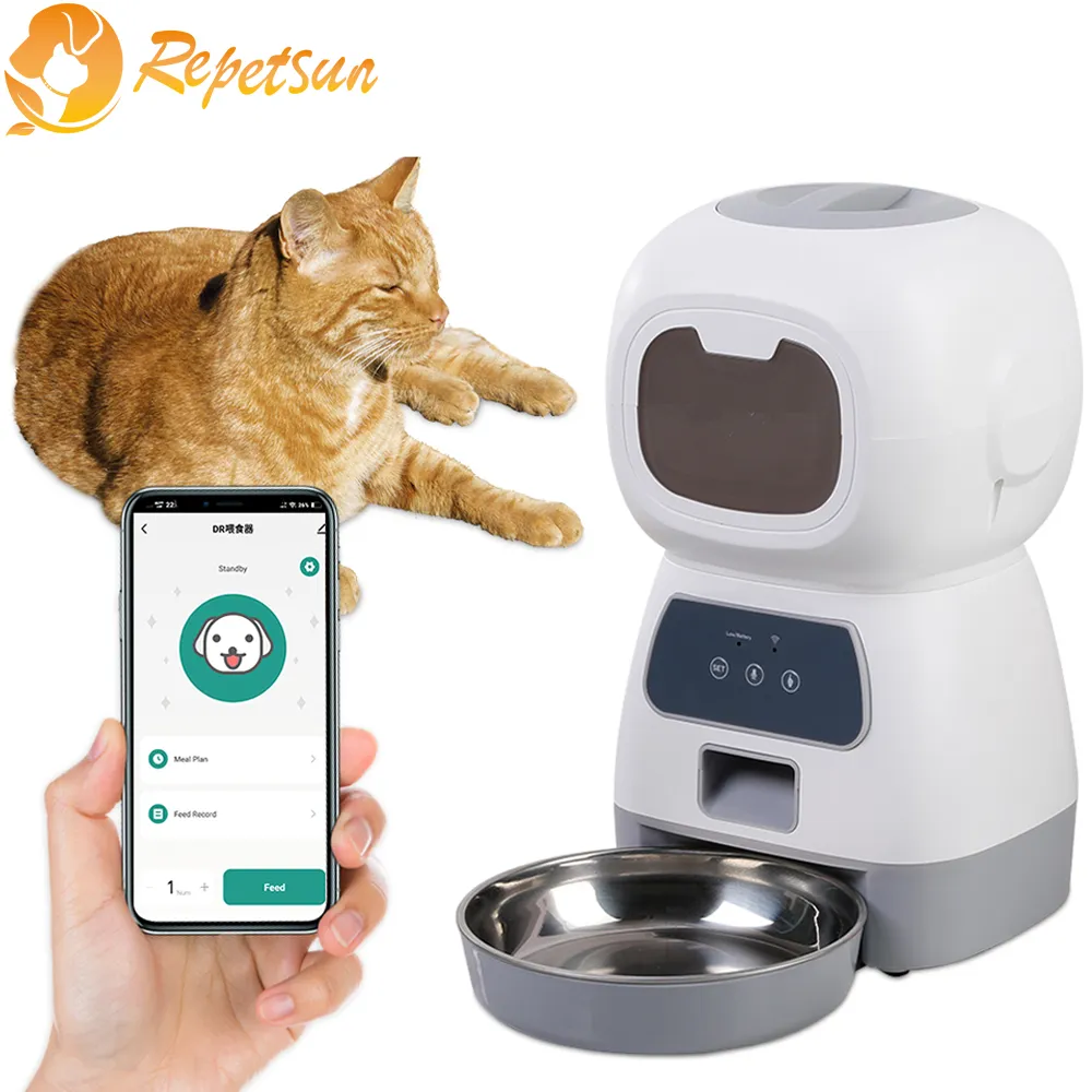 3.5L Automatic Pet Feeder For Cats WiFi Smart Swirl Slow Dog Feeder With Voice Recorder Large