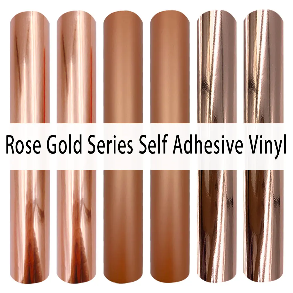 6Pcs/Set Rose Gold Permanent Adhesive Vinyl For Cricut Silhouette Cameo Craft DIY Cups Glass Wall