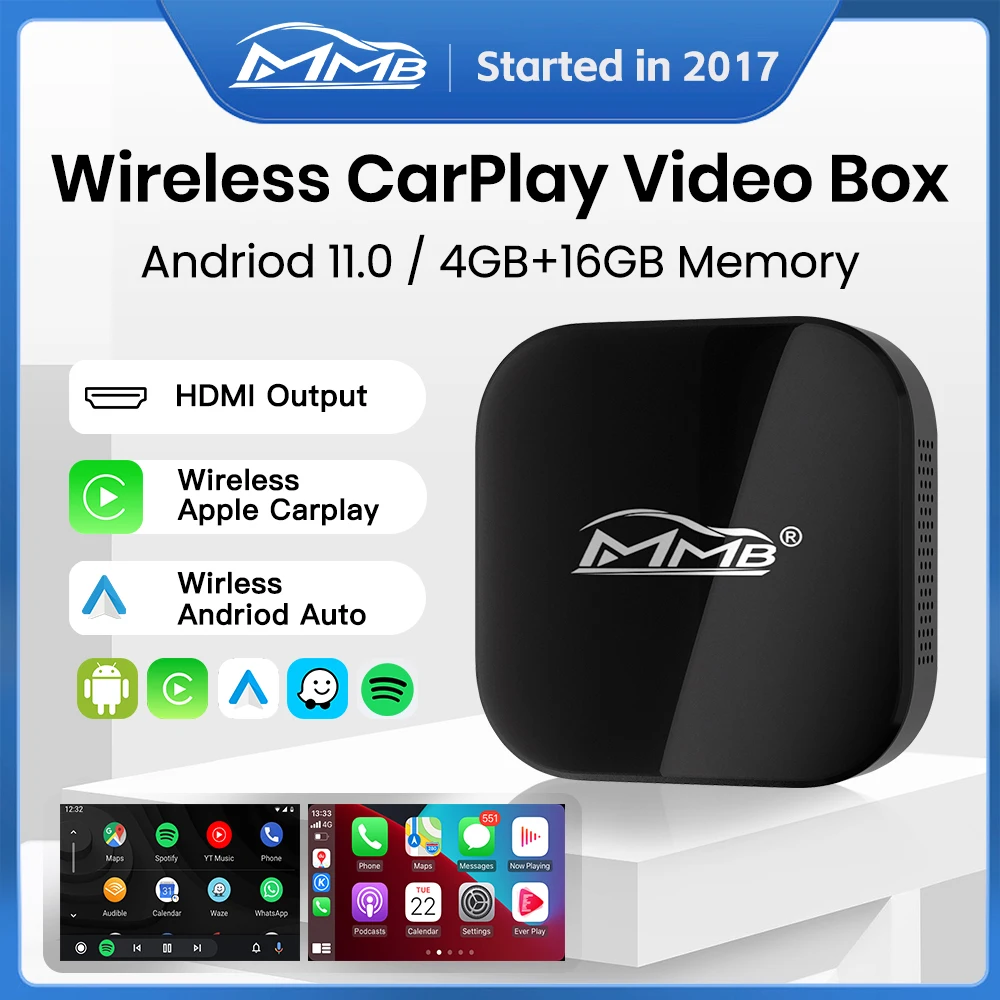 MMB World First 5 in 1 Wireless CarPlay Adapter Online YouTube Netflix Multimeida Video TV Box for