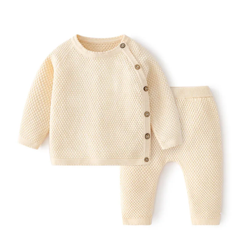 Baby Clothes Sets Ensembles Cotton Spring Newborn Boy Girl Infant Clothing Tops And Pants Knitted