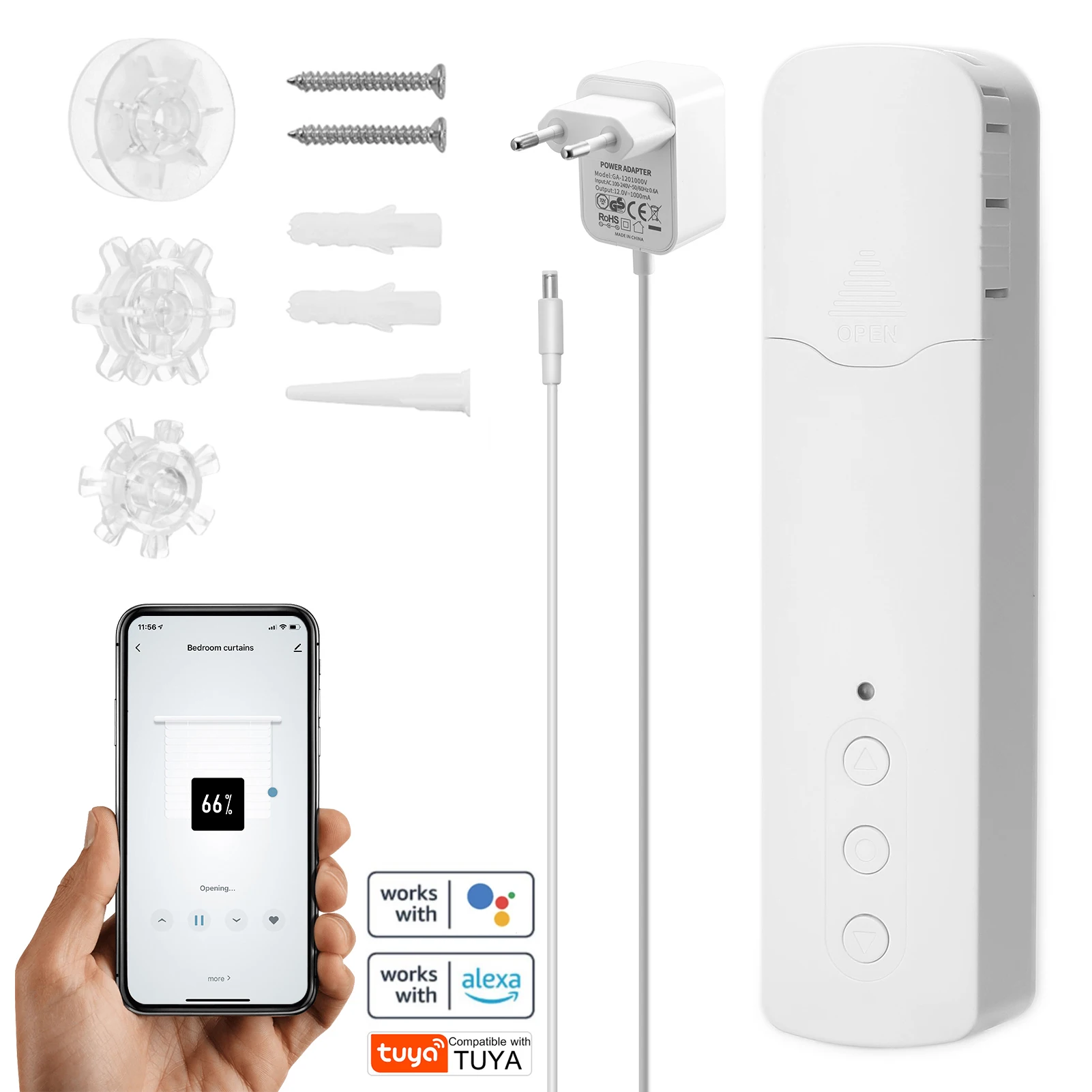 Tuya WIFI Smart Electric Curtain Motor Chain Roller Blinds Pull Bead Curtain Switch System For Alexa