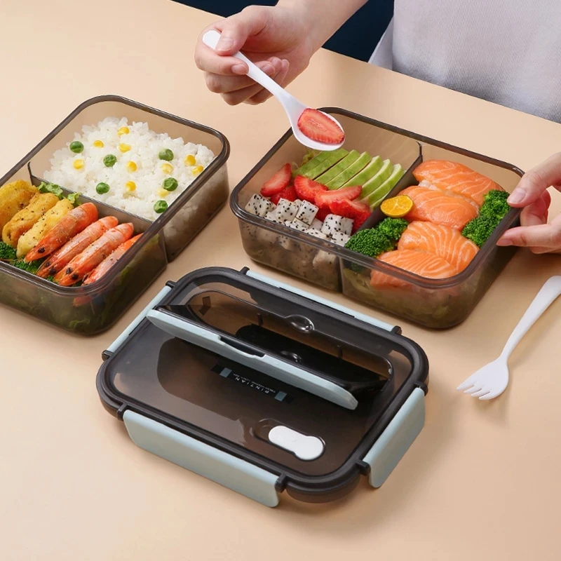 Transparent Lunch Box For Kids Food Storage Container With Lids Leak-Proof Microwave Food Warmer