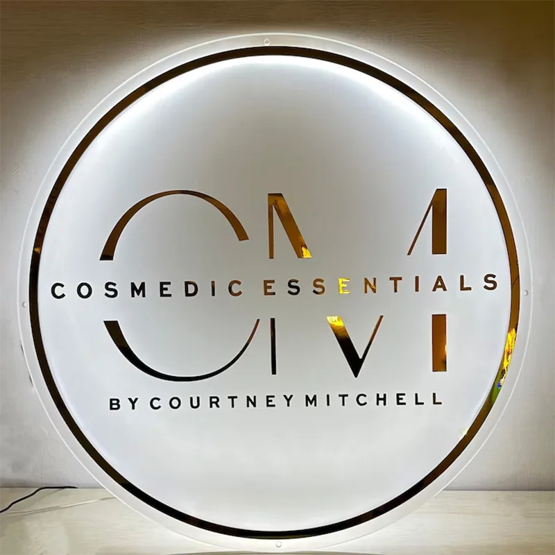3D Acrylic Signs Custom Business Logo Salon Name Sign Round Office 3D Acrylic Signage Room LED Neon