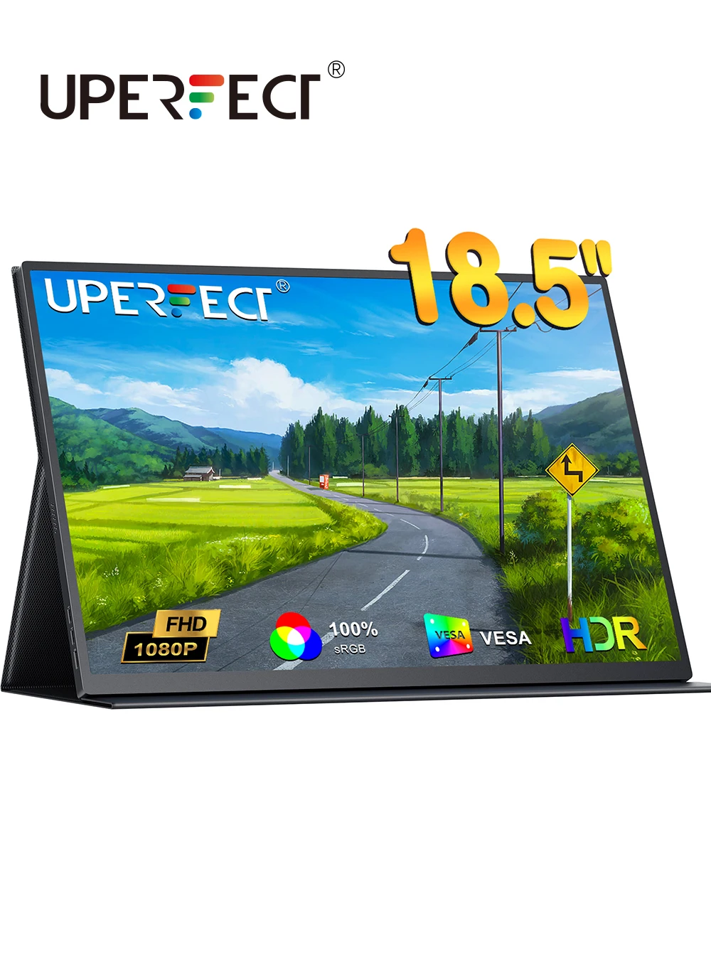 Monitor de laptop UPERFECT 18,5 polegadas 100% SRGB FHD 1080p Screen IPS portátil com capa
