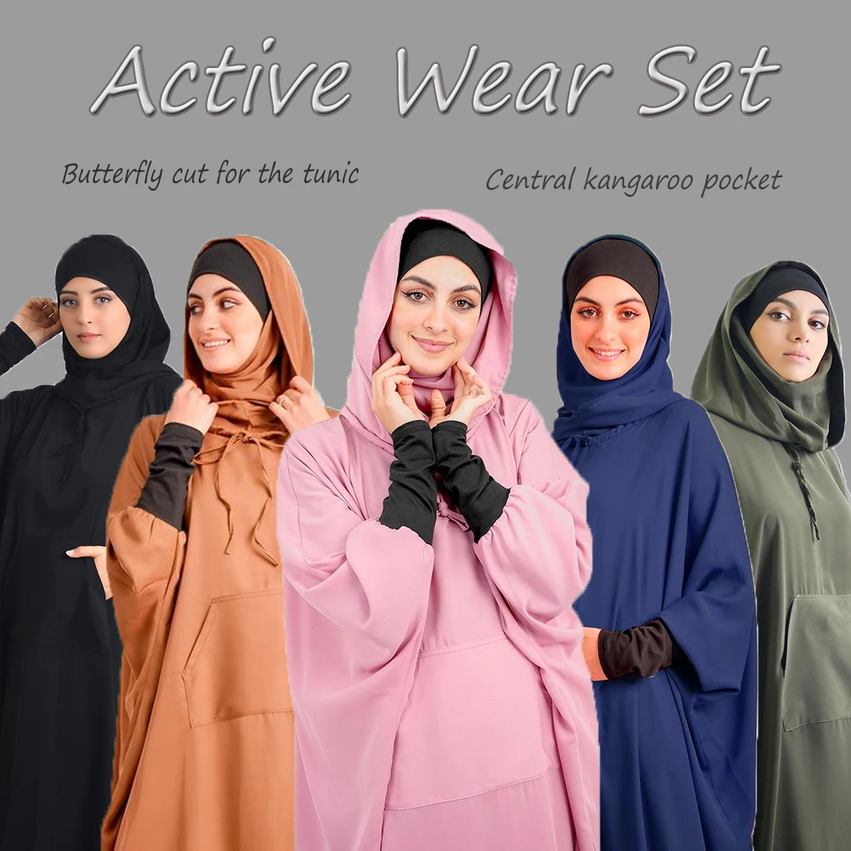 Muslim Corset Sports Suit Solid Color With Pocket Ladies Trousers Long Sleeve Muslim Suit Turkish