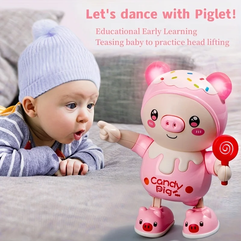 Upgraded Electronic Pets Pig Dancing Toy Doll, Electric Lighting Music Twisting Swing Left And Right