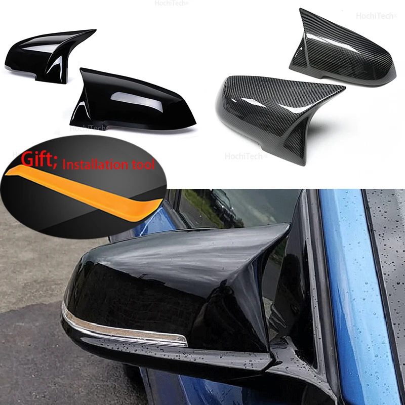 2 Pieces Rearview Mirror Cover Cap Carbon Black for BMW Series 1 2 3 4 X M 220i 328i 420i F20 F21