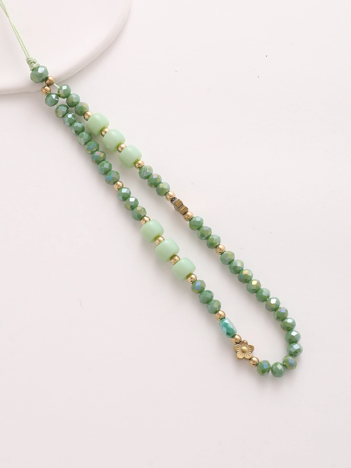 Colorful Stone with Gold Flower Mobile Phone Chain Mobile Phone Hanging Rope