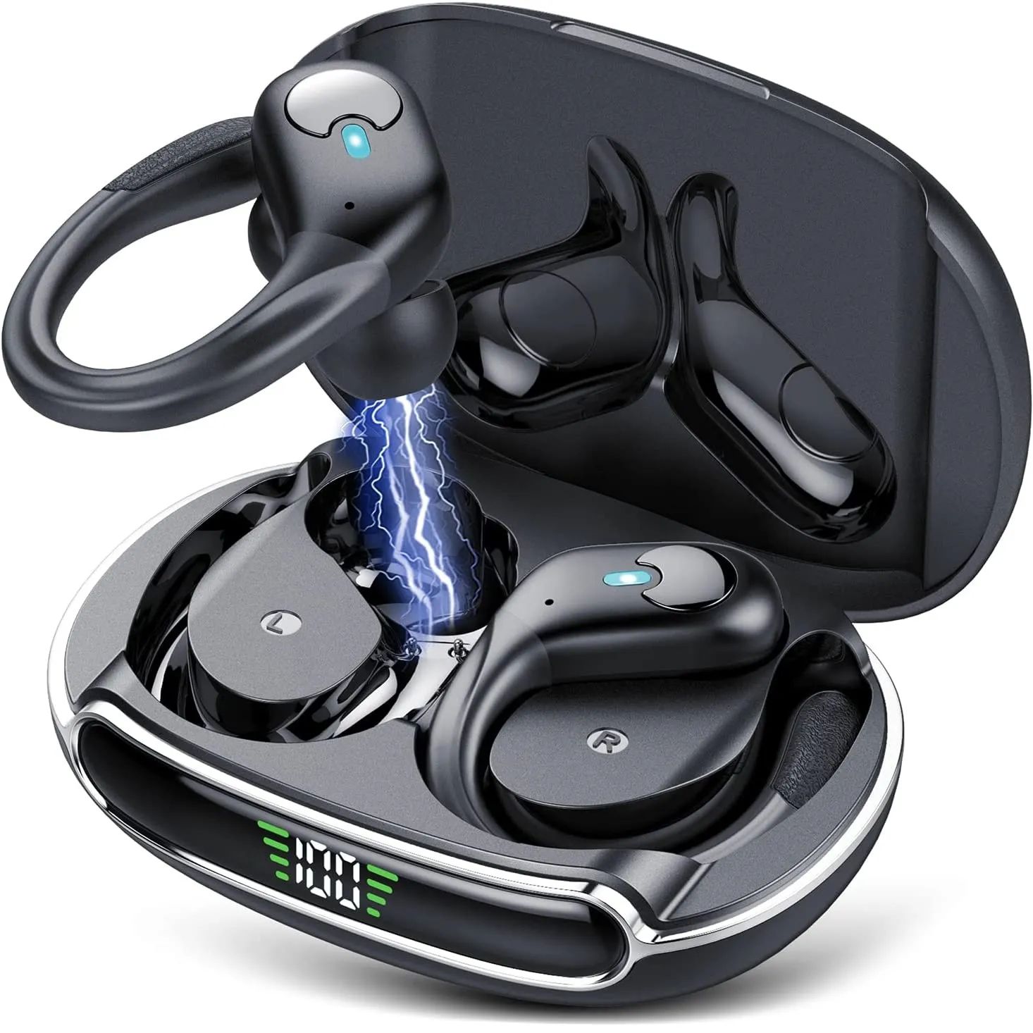 True Wireless Bluetooth 5.3 Headphones Sports Earphones TWS Waterproof Headset Power Display Noise