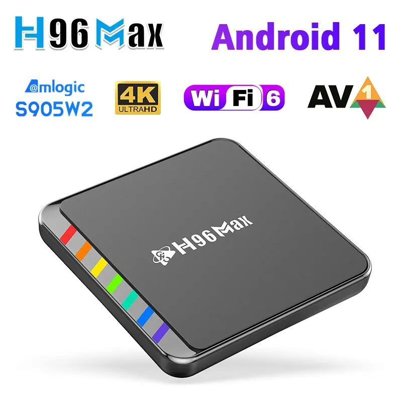 Smart TV Box Android 11 S905W2 4GB 32GB 64GB AV1 Quad Core WIFI6 4K H96 Max W2 Set Top Box Media