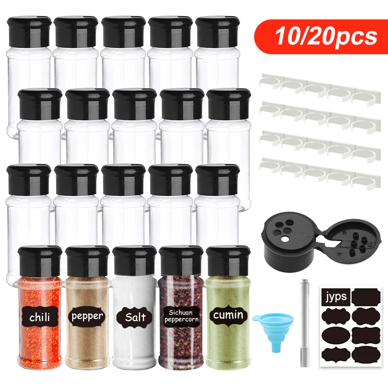5/10/15/20PC Jars for spices Salt and Pepper Shaker Seasoning Jar spice organizer Plastic Barbecue