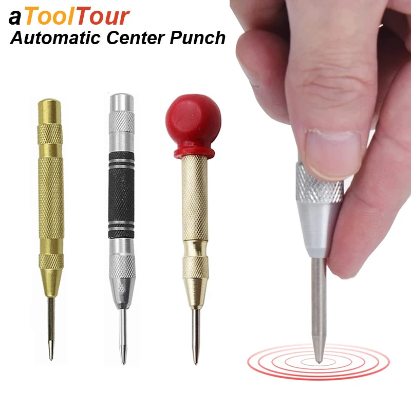 Automatic Center Punch Kerner Woodworking Metal Puncher Steel Hole Self Pin Mark Spring Loaded Dent