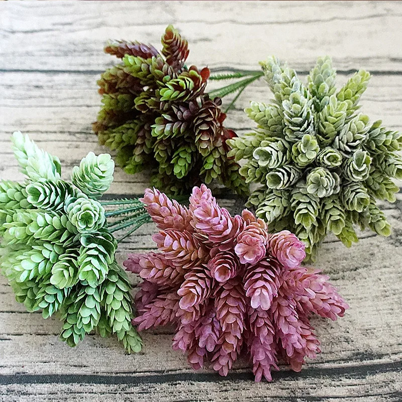 30Pcs/Bundle Fake Green Plant Cheap Artificial Plastic Flowers for Home Table Decorative Wedding