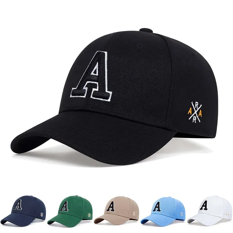Unisex Simple Letter A Embroidery Baseball Caps Spring and Autumn Outdoor Adjustable Casual Hat