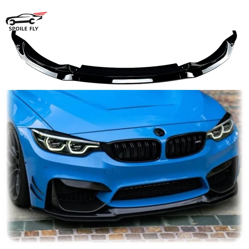 2015 To 2020 For BMW F80 M3 F82 F83 M4 Front Bumper Spoiler Lip Body Kit Splitter Glossy Balck