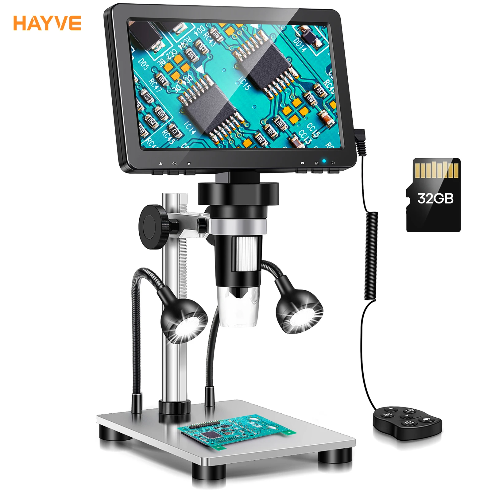 Hayve 7‘’ Digital Microscope 1200X Zoom 12MP HD Electronic Microscopes Camera Magnifier for