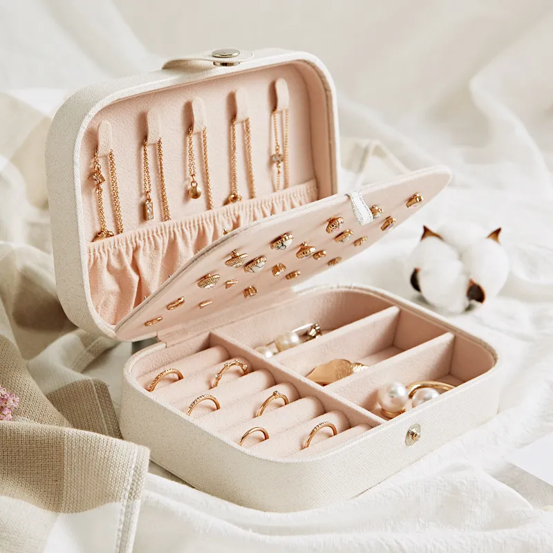 Double-Layer Jewelry Storage Box Portable Travel Jewelry Holder Organizer Storage Display Ring