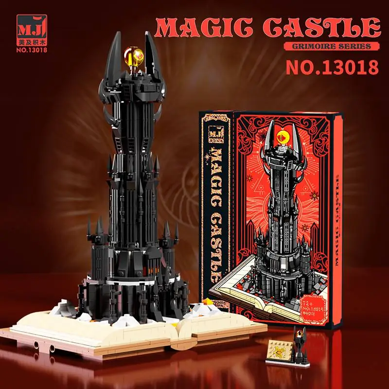 969PCS Magic Gastle on Book Lord Rings Sauron Eye Building Blocks with Led Light Assemble Brick