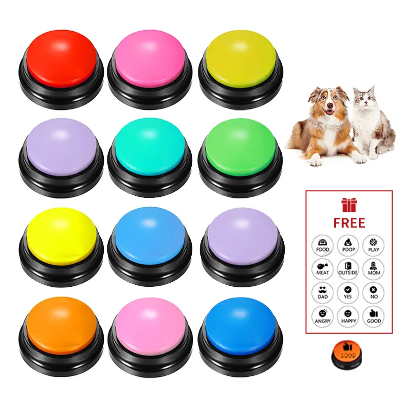 Voice Recording Button Pet Toys Dog Buttons for Communication Pet Training Buzzer Recordable Talking