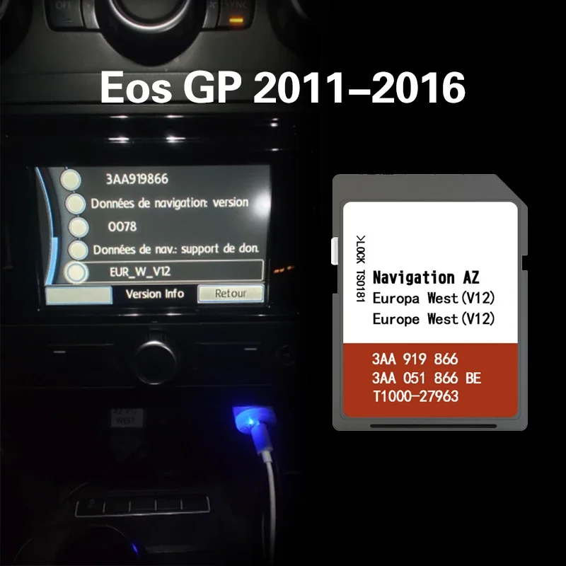 3AA 919 866 Eos GP 2011-2016 AZ V12 West Europa Schweiz SD-Karte GPS-Karte