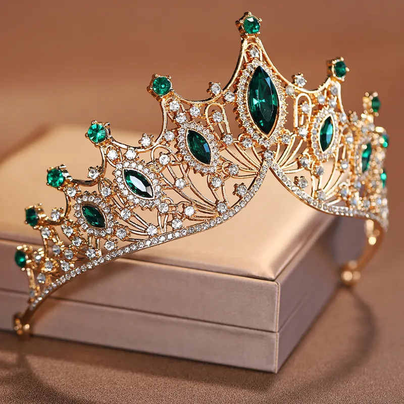 Itacazzo Bridal Headwear Green-Colour Ladies Exquisite Dazzling Party Crown Luxurious Birthday