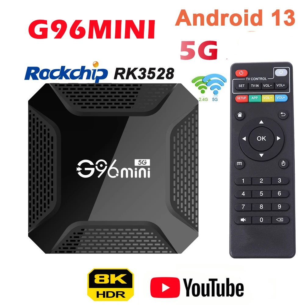 G96 mini 5g tv box android 13,0 rockchip rk3528 64bit Cortex-A53 unterstützung 8k video dual wifi bt