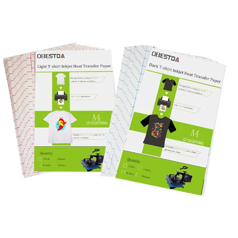 Factory Direct 10 Pcs A4 Inkjet Heat Transfer Sublimation Printing Paper T-Shirt Light Dark black