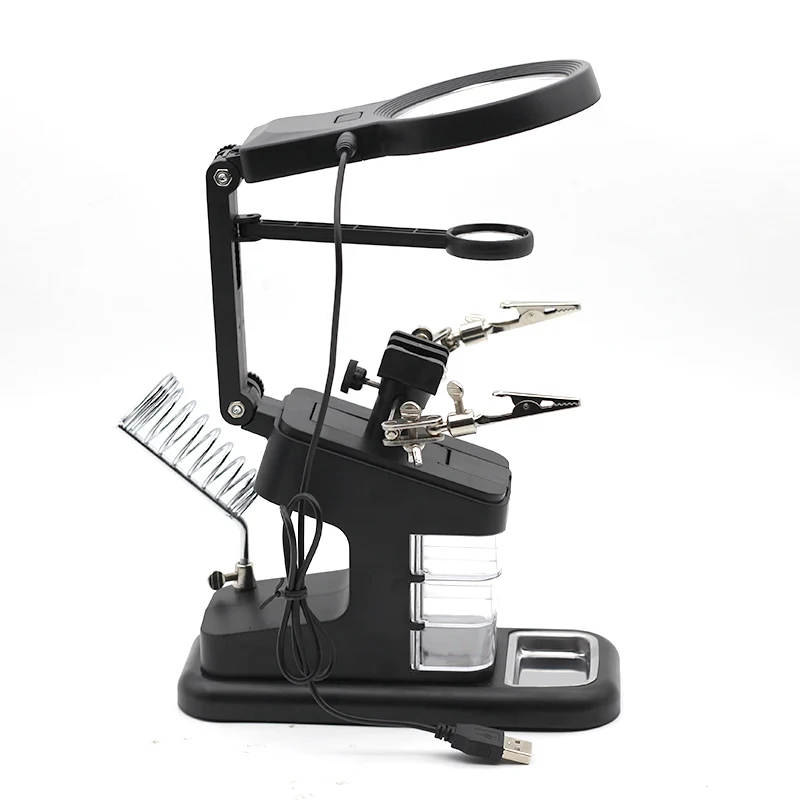Welding Magnifying Glass LED Light  Auxiliary Clip loupe  Magnifier 3 In1 Hand Soldering Solder Iron
