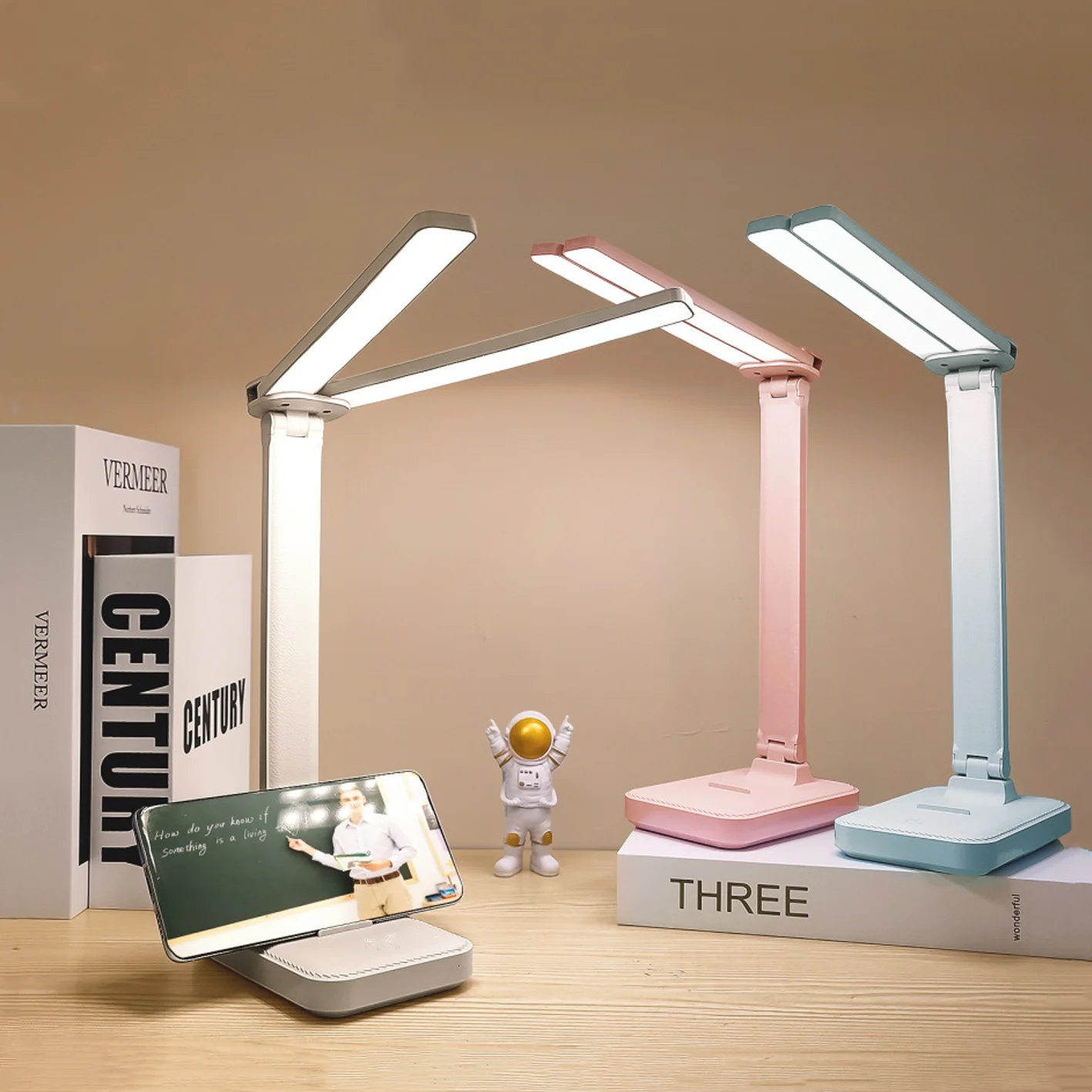 LED Desk Lamp 3 Levels Dimmable Touch Night Light USB Rechargeable Eye Protection Foldable Table
