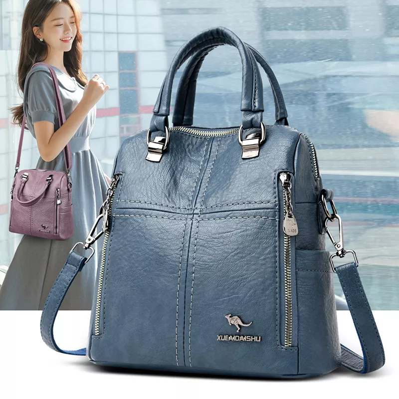 Hot Sale High Quality Leather Backpack Women Shoulder Bags Multifunction Travel Backpack School Bags