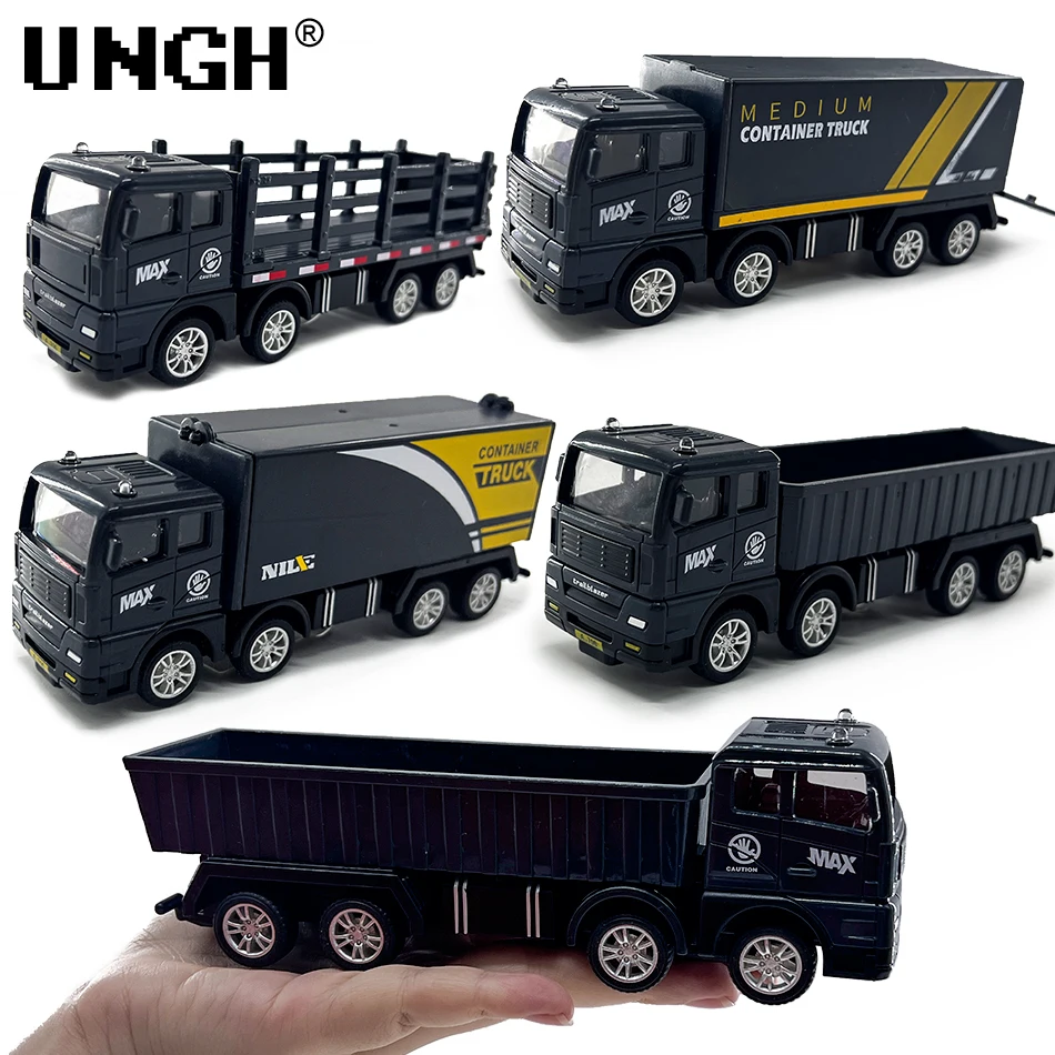 UNGH Simulation Transporter Container Truck Freight Vehicle Children Kids Pull Back Car Model