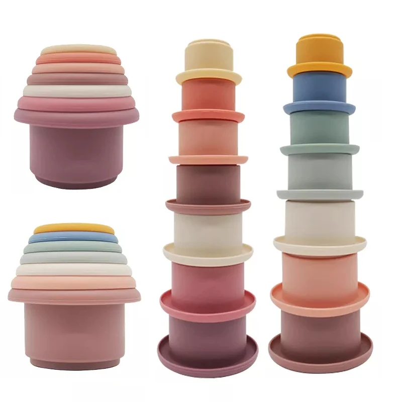 Baby Silicone Stacking Cups Montessori Building Block Bpa Free Hourglass Toys Early Educational