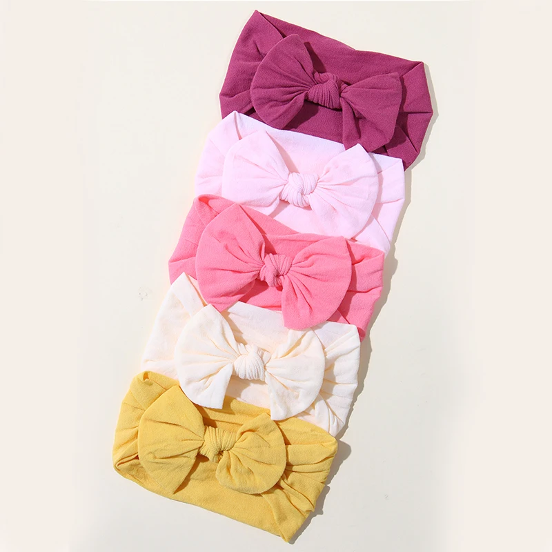 5Pcs Cute Bows Baby Headband Soft Elastic Baby Girl Hair Bands For Newborn Infant Turban Headwear