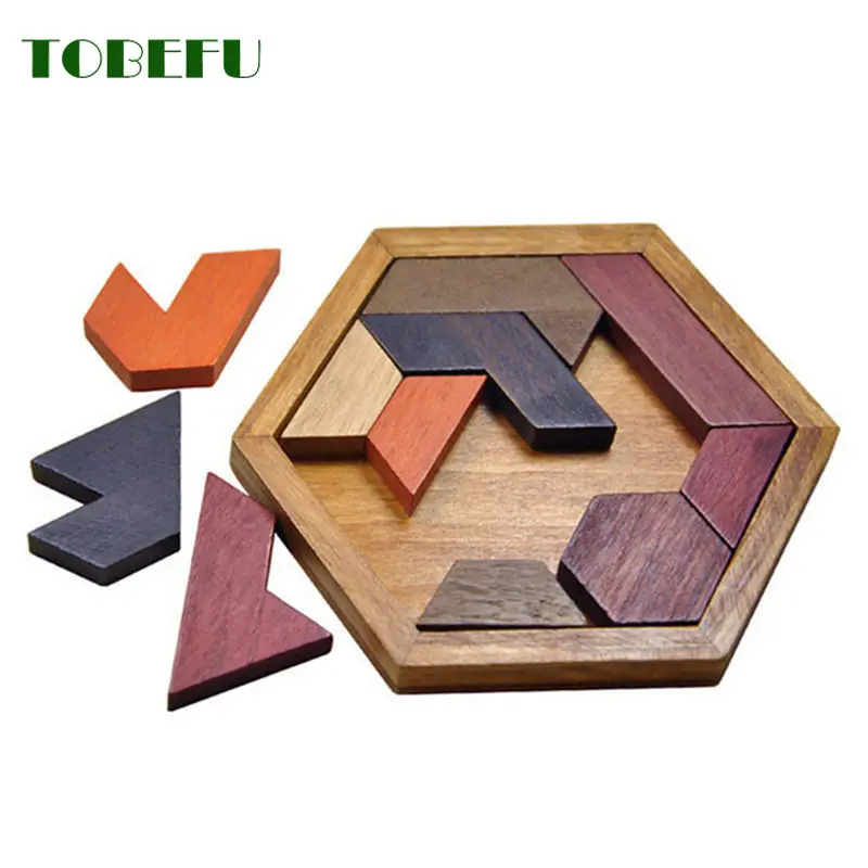 Wooden Geometric Shape Jigsaw Board Puzzles Kids Brain Teaser Non Toxic Wood Toys for Children